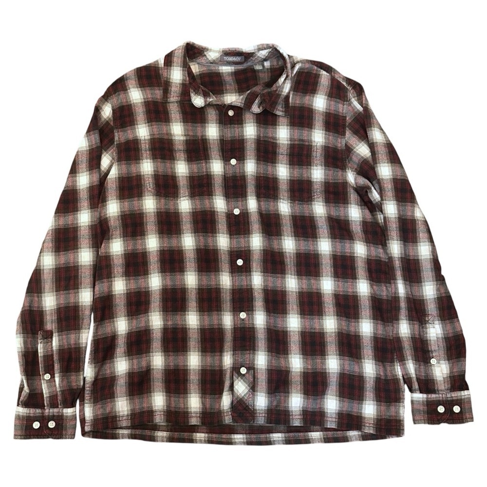 Toad&Co Flannagan Flannel Long Sleeve Button Down Shirt in Red Plaid Men’s Large